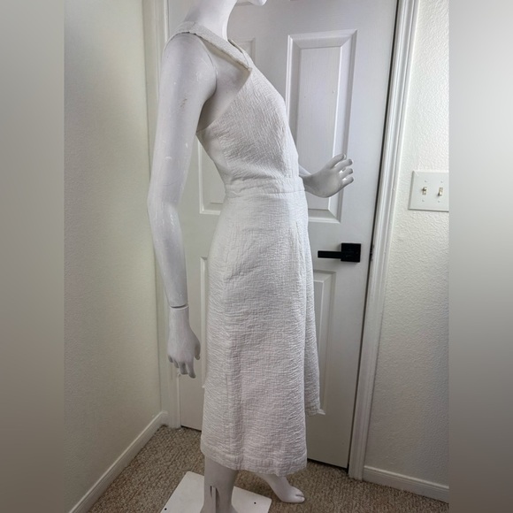 BCBGMaxAzria White Textured Jumpsuit with Wide-Leg Design - Picture 9 of 14